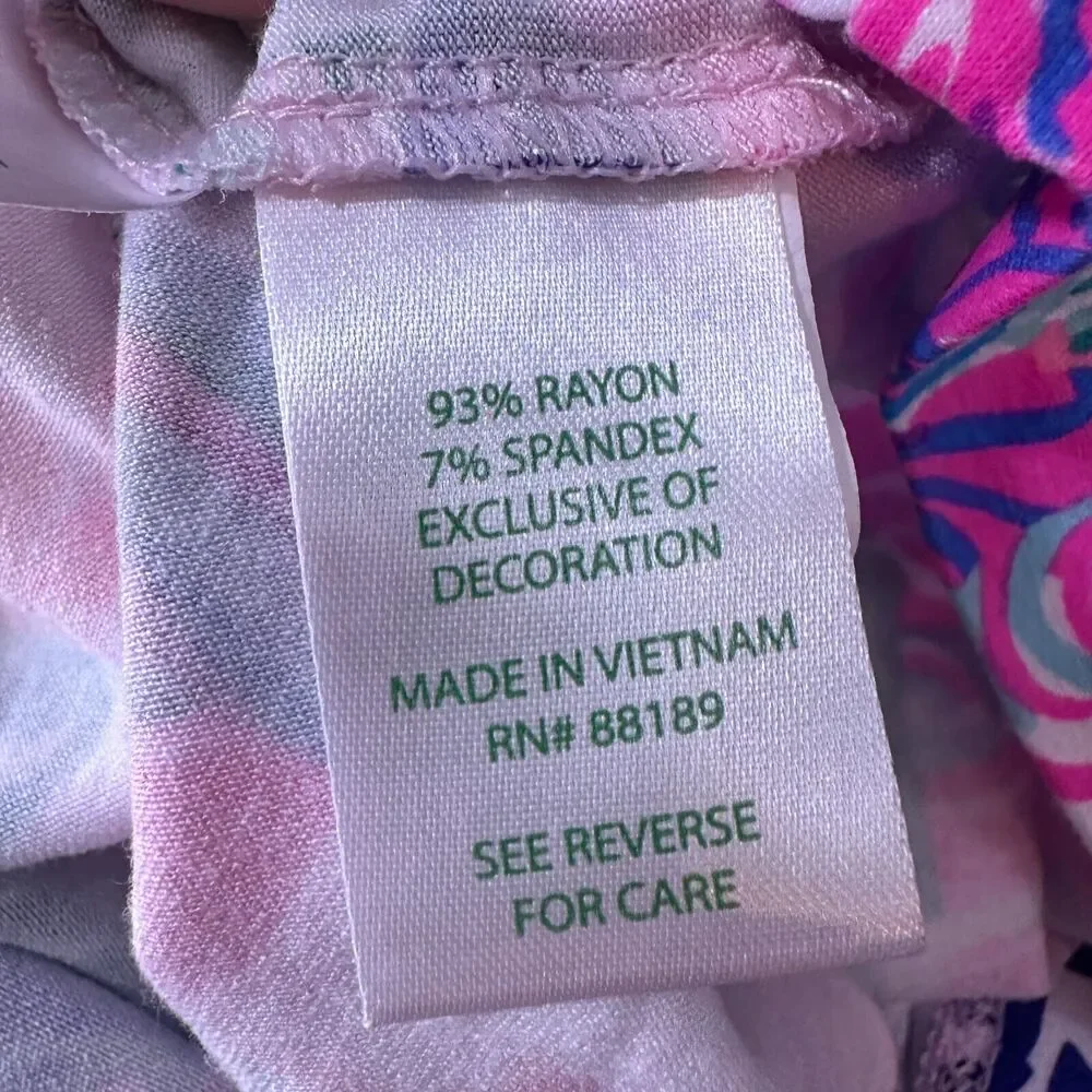 Lilly Pulitzer Sophie Shift‎ Dress Girls XL 12-14 Pink Blue Patch To Match Rayon